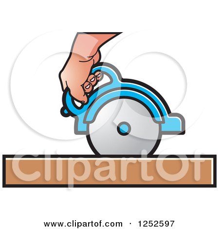 Clipart of a Hand Operating a Circular Saw - Royalty Free Vector Illustration by Lal Perera