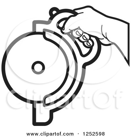 Clipart of a Black and White Hand Operating a Circular Saw - Royalty Free Vector Illustration by Lal Perera