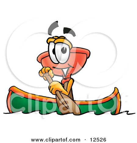 Clipart Picture of a Sink Plunger Mascot Cartoon Character Rowing a Boat by Mascot Junction