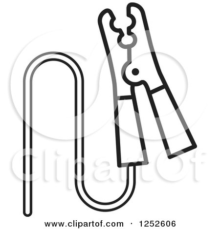 Clipart of a Black and White Battery Cable - Royalty Free Vector Illustration by Lal Perera