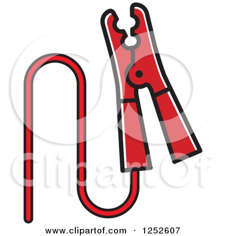 Clipart of a Red Battery Cable - Royalty Free Vector Illustration by Lal Perera