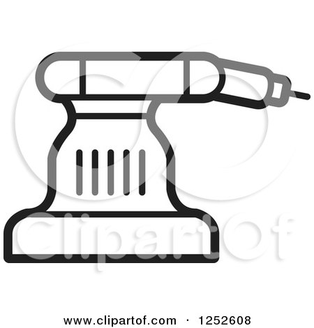 Clipart of a Black and White Drilling Device Tool - Royalty Free Vector Illustration by Lal Perera