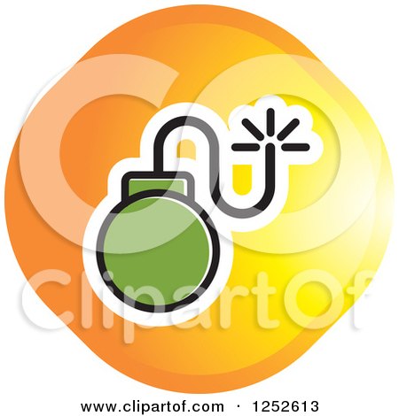 Clipart of a Green and Orange Bomb Icon - Royalty Free Vector Illustration by Lal Perera