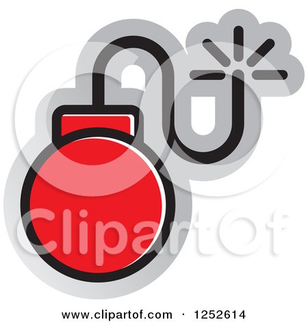 Clipart of a Red and Silver Bomb Icon - Royalty Free Vector Illustration by Lal Perera