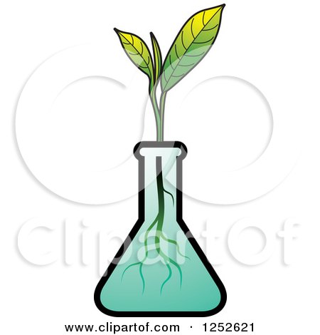 Clipart of a Tea Plant in a Beaker - Royalty Free Vector Illustration by Lal Perera