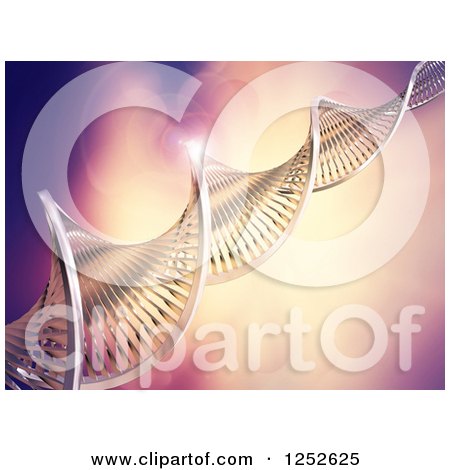 Clipart of a Flare Background with a 3d DNA Strand - Royalty Free Illustration by KJ Pargeter