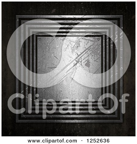 Clipart of a 3d Scratched Square Metal Plaque - Royalty Free Illustration by KJ Pargeter
