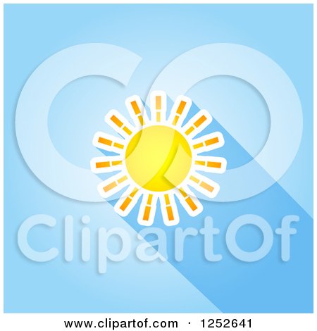 Clipart of a Summer Sun and Shadow over Blue - Royalty Free Vector Illustration by KJ Pargeter