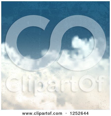 Clipart of a Scratched Grungy Cloudy Sky Background - Royalty Free Vector Illustration by KJ Pargeter
