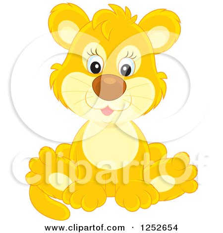 Clipart of a Cute Sitting Lion Cub - Royalty Free Vector Illustration by Alex Bannykh