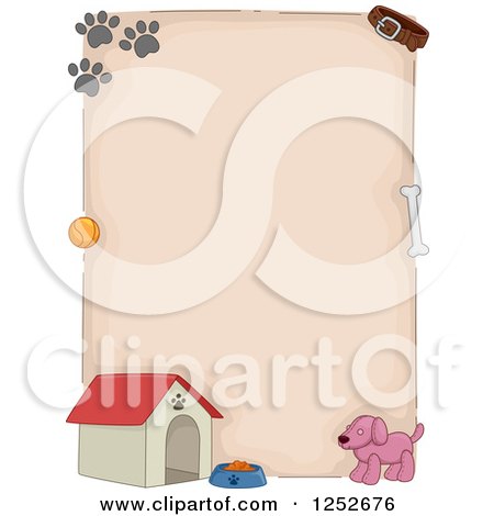Clipart of a Dog Border with a House and Prints - Royalty Free Vector Illustration by BNP Design Studio
