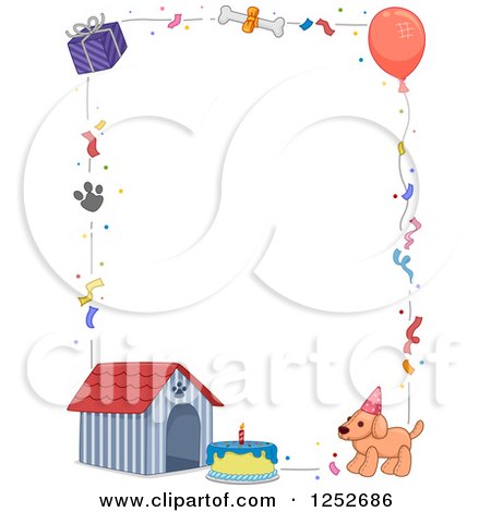 Clipart of a Dog Birthday Border with Text Space - Royalty Free Vector Illustration by BNP Design Studio
