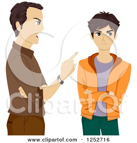 Clipart of a Mad Father Scolding His Teenage Son - Royalty Free Vector Illustration by BNP Design Studio