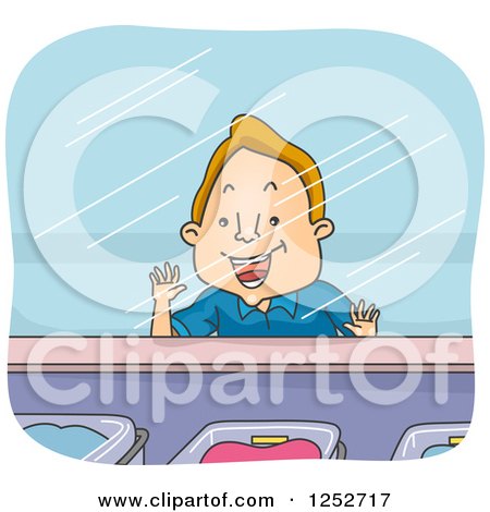 Clipart of a Happy White Man Watching His Baby in the Hospital - Royalty Free Vector Illustration by BNP Design Studio