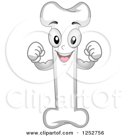 Clipart of a Strong Bone Character Flexing - Royalty Free Vector Illustration by BNP Design Studio