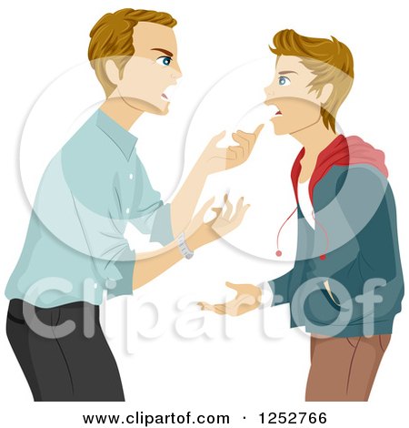Clipart of a Blond Caucasian Father Arguing with His Teenage Son - Royalty Free Vector Illustration by BNP Design Studio