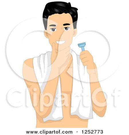 Clipart of a Young Man Checking His Face After a Shave - Royalty Free Vector Illustration by BNP Design Studio