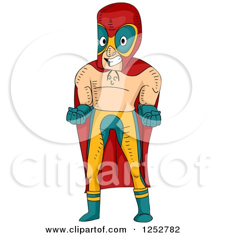 Clipart of a Mexican Luchador Wrestler Man Posing - Royalty Free Vector Illustration by BNP Design Studio