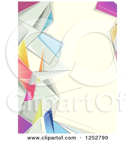 Clipart of a Colorful Abstract Geometric Border Around Beige Text Space - Royalty Free Vector Illustration by BNP Design Studio