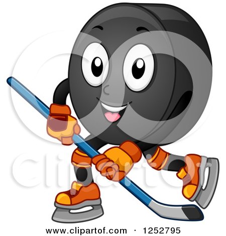 Clipart of a Hockey Puck Character in Action - Royalty Free Vector Illustration by BNP Design Studio