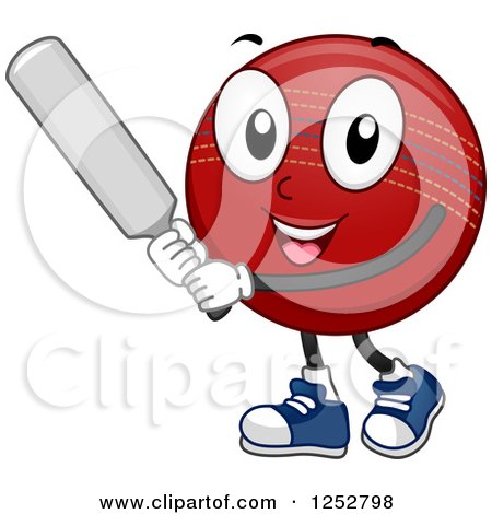 Clipart of a Cricket Ball Character Batting - Royalty Free Vector Illustration by BNP Design Studio