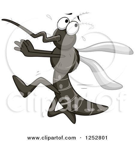 Clipart of a Scared Mosquito Running - Royalty Free Vector Illustration by BNP Design Studio