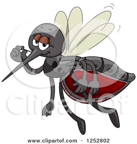 Clipart of a Satisfied Mosquito Full of Blood - Royalty Free Vector Illustration by BNP Design Studio