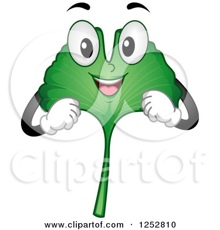 Clipart of a Happy Ginkgo Biloba Leaf Character - Royalty Free Vector Illustration by BNP Design Studio