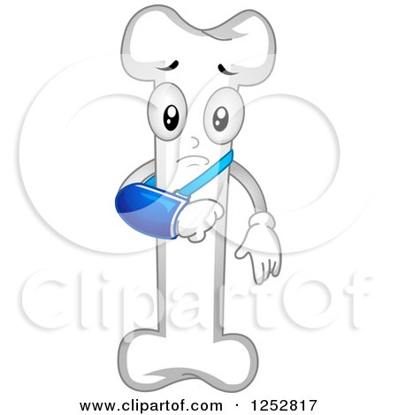 Clipart of a Hurt Bone Character with a Sling - Royalty Free Vector Illustration by BNP Design Studio