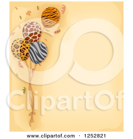 Clipart of Jungle Print Party Balloons with Text Space - Royalty Free Vector Illustration by BNP Design Studio