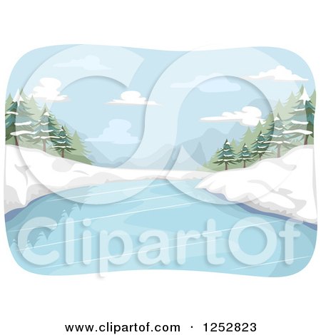 Clipart of a Frozen Winter River - Royalty Free Vector Illustration by BNP Design Studio