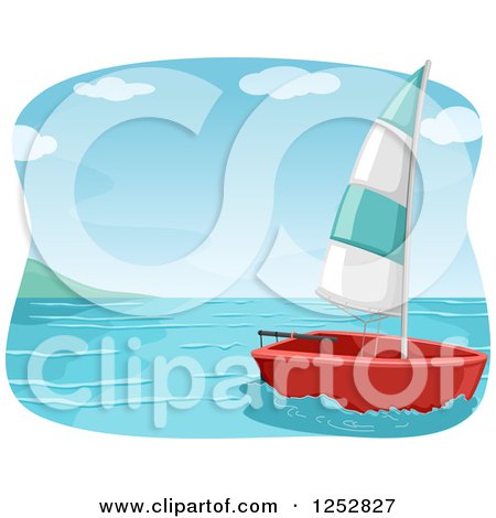 Clipart of a Small Sailboat at Sea - Royalty Free Vector Illustration by BNP Design Studio