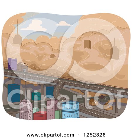 Clipart of a Sandstorm Approaching a City - Royalty Free Vector Illustration by BNP Design Studio