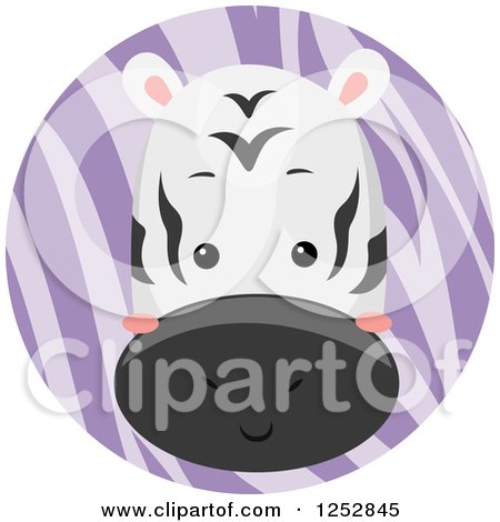 Clipart of a Cute Zebra in a Purple Circle - Royalty Free Vector Illustration by BNP Design Studio