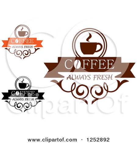 Clipart of Coffee Always Fresh Designs - Royalty Free Vector Illustration by Vector Tradition SM