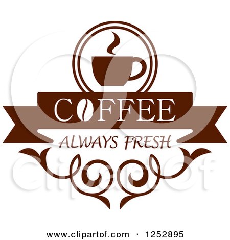 Clipart of a Brown Coffee Always Fresh Design - Royalty Free Vector Illustration by Vector Tradition SM