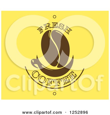 Clipart of a Fresh Coffee Bean Design on Yellow - Royalty Free Vector Illustration by Vector Tradition SM