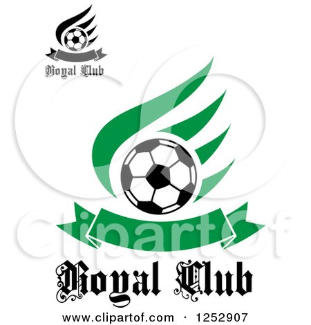 Clipart of Soccer Balls Wings and Banners with Royal Club Text - Royalty Free Vector Illustration by Vector Tradition SM