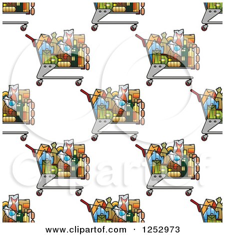 Clipart of a Seamless Background of Grocery Shopping Carts - Royalty Free Vector Illustration by Vector Tradition SM