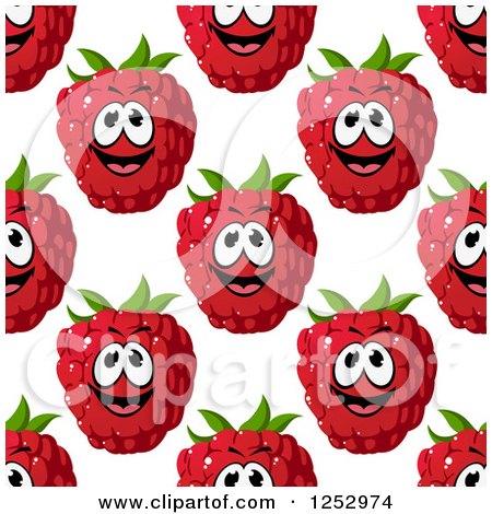 Clipart of a Seamless Background Pattern of Happy Raspberries - Royalty Free Vector Illustration by Vector Tradition SM
