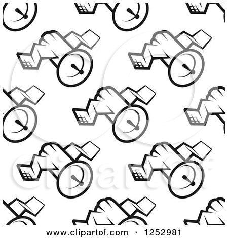 Clipart of a Seamless Background Pattern of Black and White Satellites - Royalty Free Vector Illustration by Vector Tradition SM