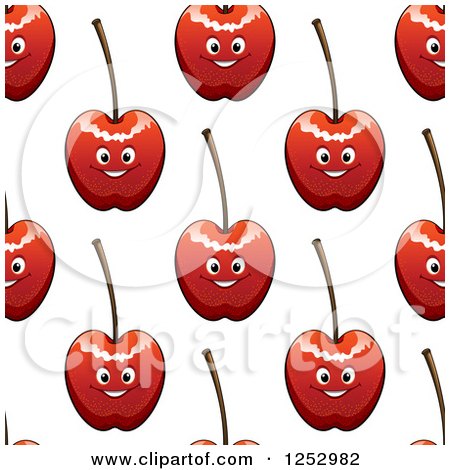 Clipart of a Seamless Background Pattern of Happy Cherries - Royalty Free Vector Illustration by Vector Tradition SM