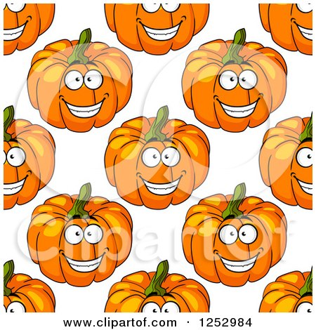 Clipart of a Seamless Background Pattern of Happy Pumpkins - Royalty Free Vector Illustration by Vector Tradition SM