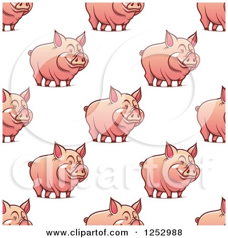 Clipart of a Seamless Background Pattern of Pigs - Royalty Free Vector Illustration by Vector Tradition SM