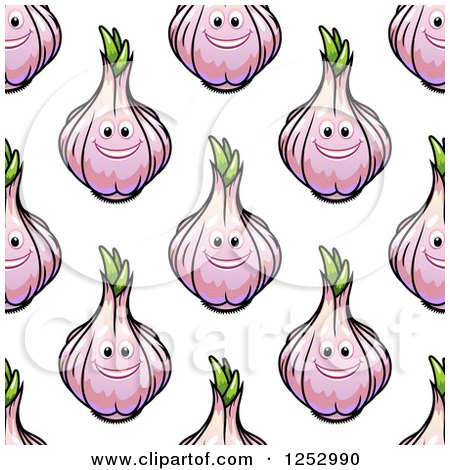 Clipart of a Seamless Background Pattern of Happy Garlic - Royalty Free Vector Illustration by Vector Tradition SM