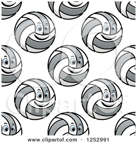Clipart of a Seamless Background Pattern of Happy Volleyballs - Royalty Free Vector Illustration by Vector Tradition SM