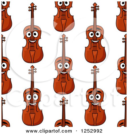 Clipart of a Seamless Background Pattern of Happy Violins - Royalty Free Vector Illustration by Vector Tradition SM