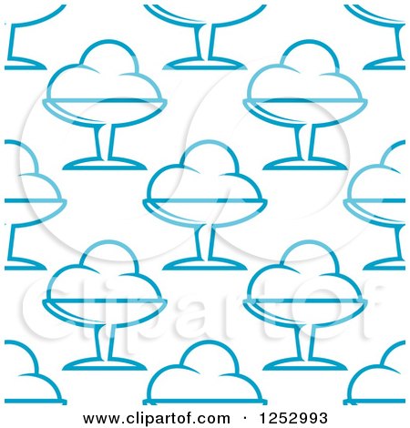 Clipart of a Seamless Background Pattern of Blue Ice Cream Sundaes - Royalty Free Vector Illustration by Vector Tradition SM
