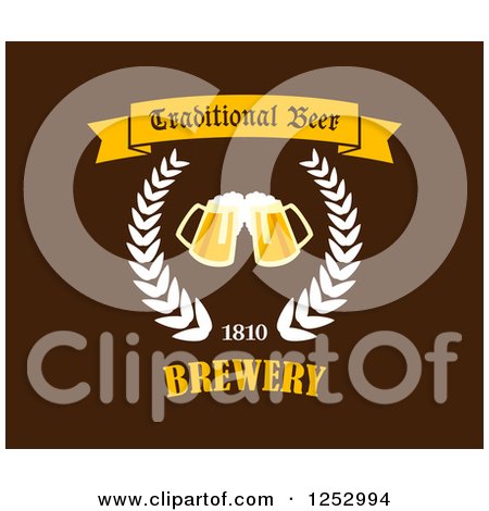 Clipart of a Wreath with Traditional Beer 1810 Brewery Text - Royalty Free Vector Illustration by Vector Tradition SM