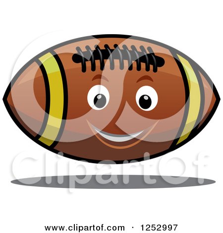 Clipart of a Cartoon Happy American Football Floating - Royalty Free Vector Illustration by Vector Tradition SM